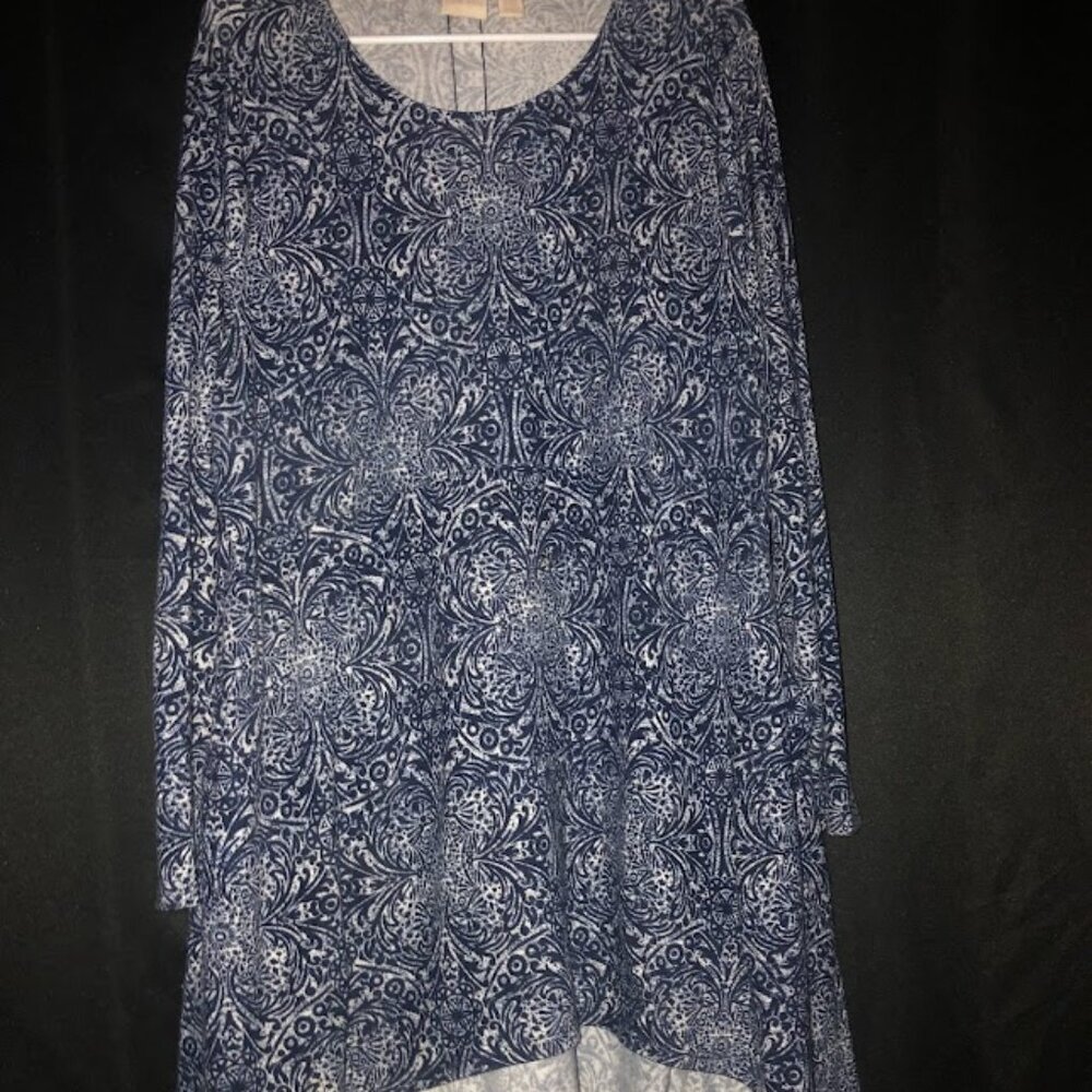 Chico's Blue and White Long Sleeve Dress